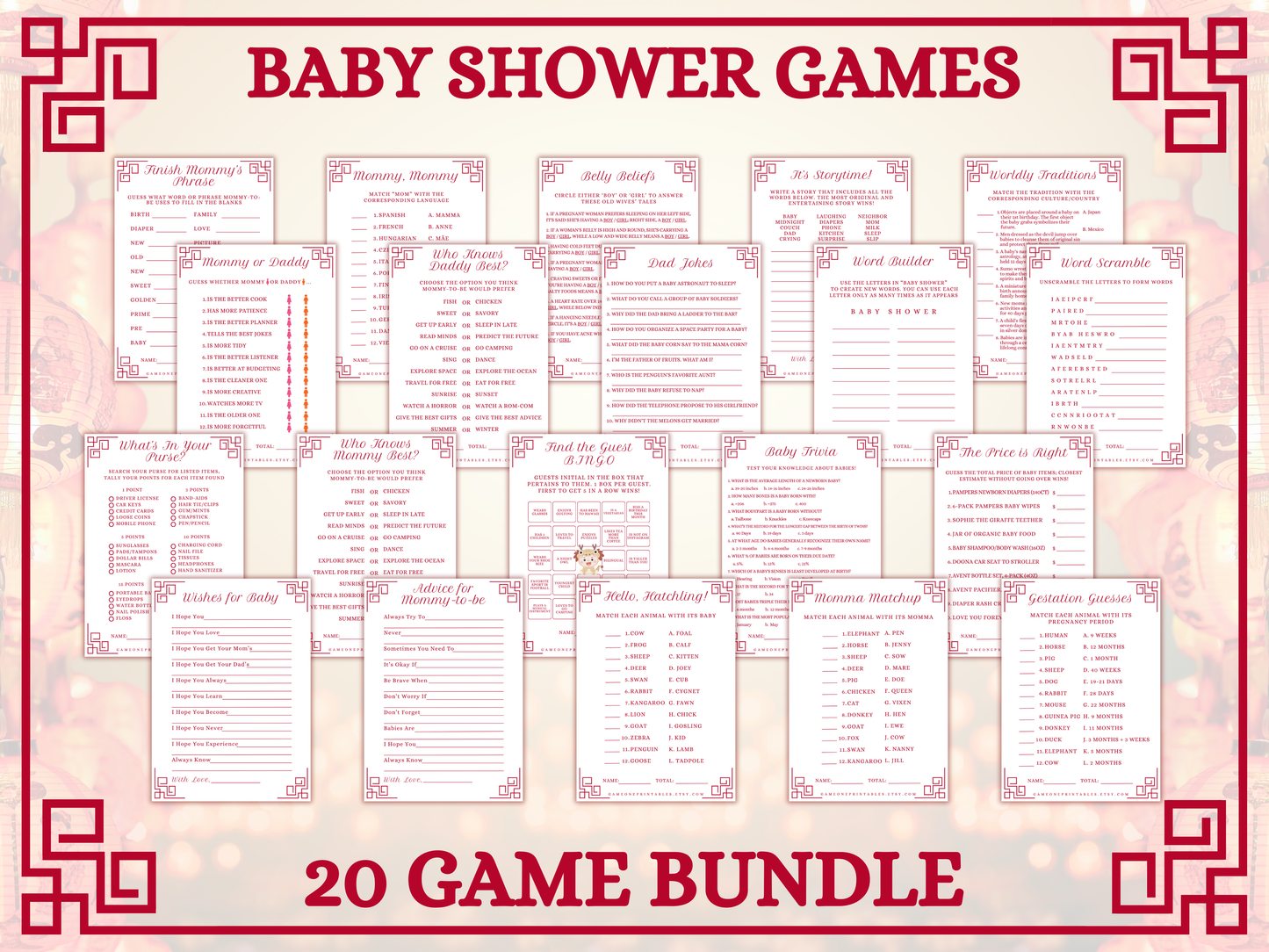 Dragon Baby Shower Printable Games