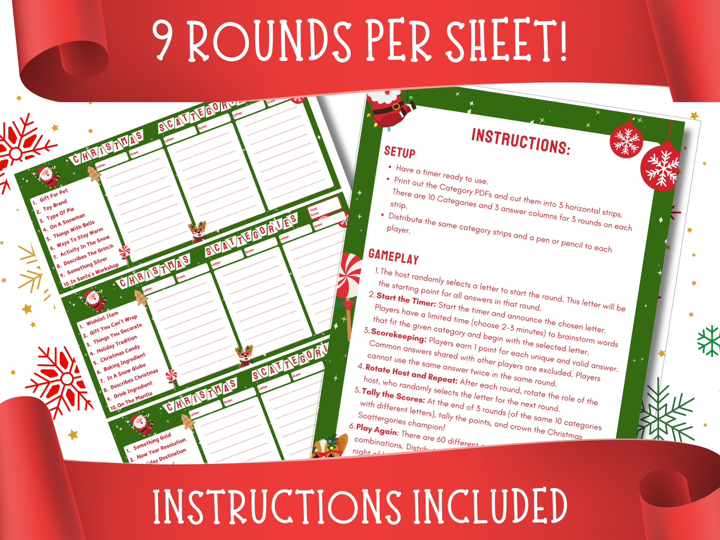Christmas Scattegories Printable Party Game