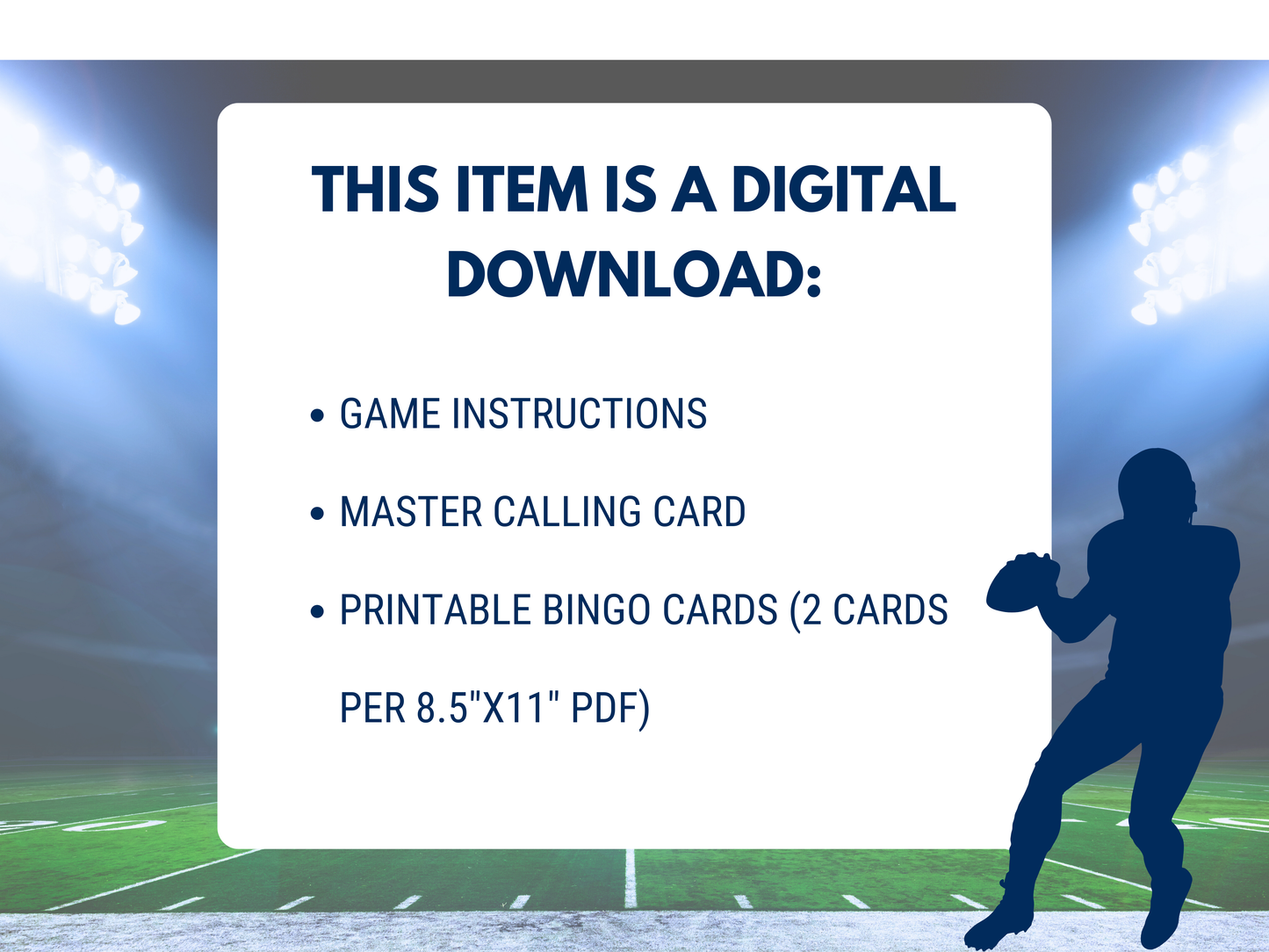 Dallas Football Bingo | Game Day Bingo | Football Party Games | 50 Printable Bingo Cards