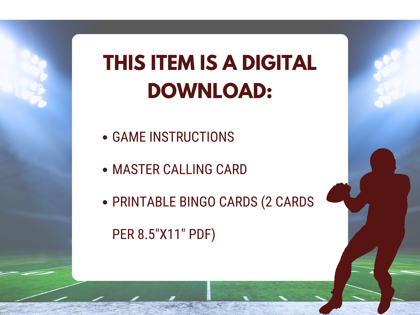 Washington Football Bingo | Game Day Bingo | Football Party Games | 50 Printable Bingo Cards