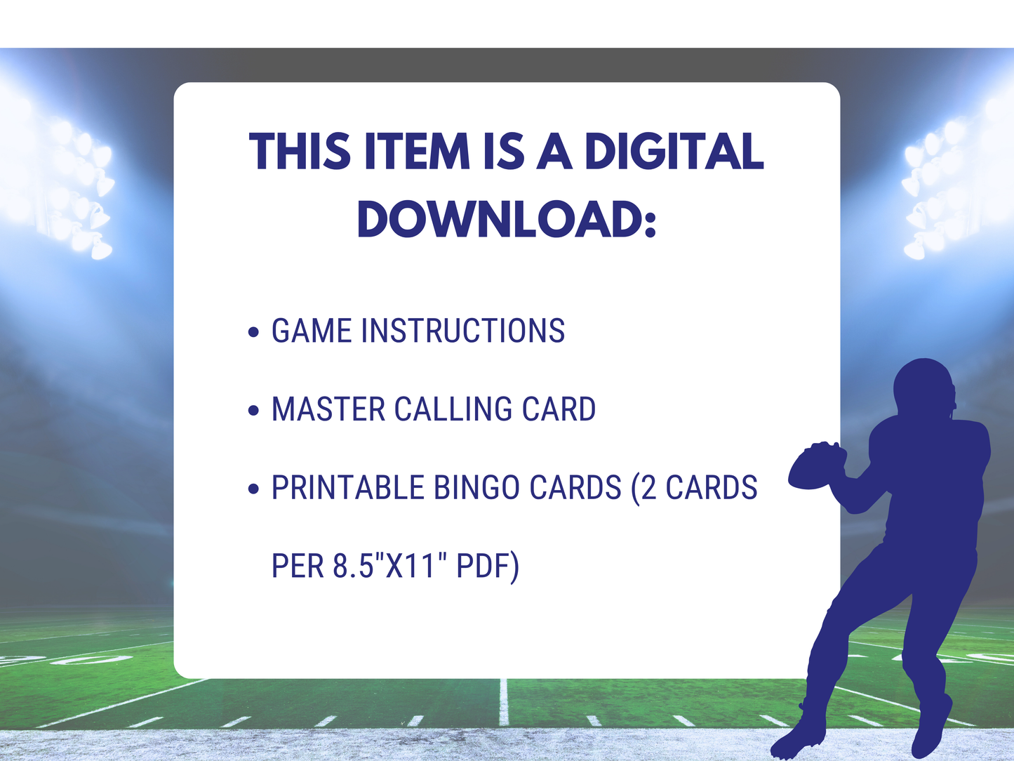 Baltimore Football Bingo | Game Day Bingo | Football Party Games | 50 Printable Bingo Cards