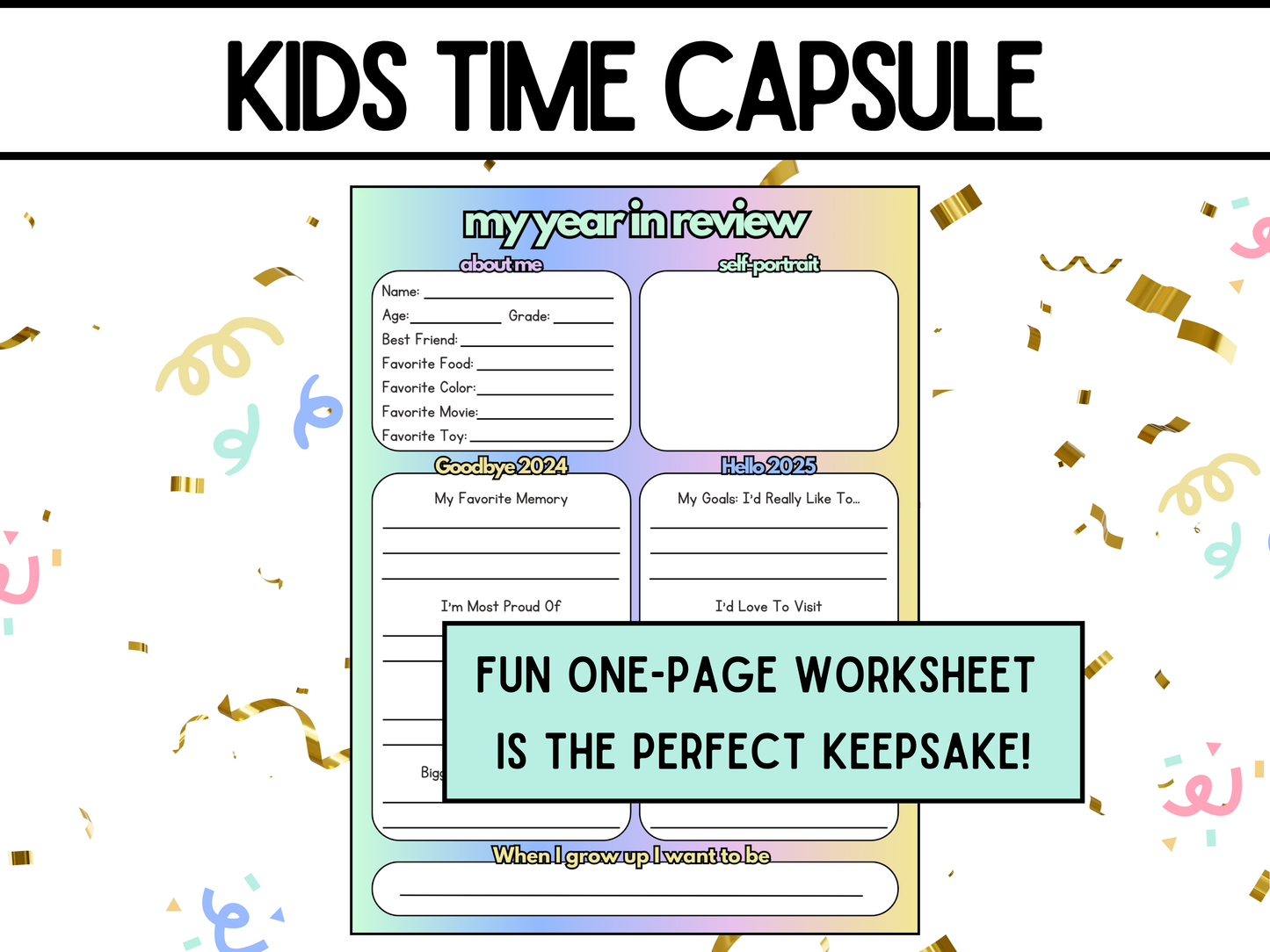 kids time capsule worksheet