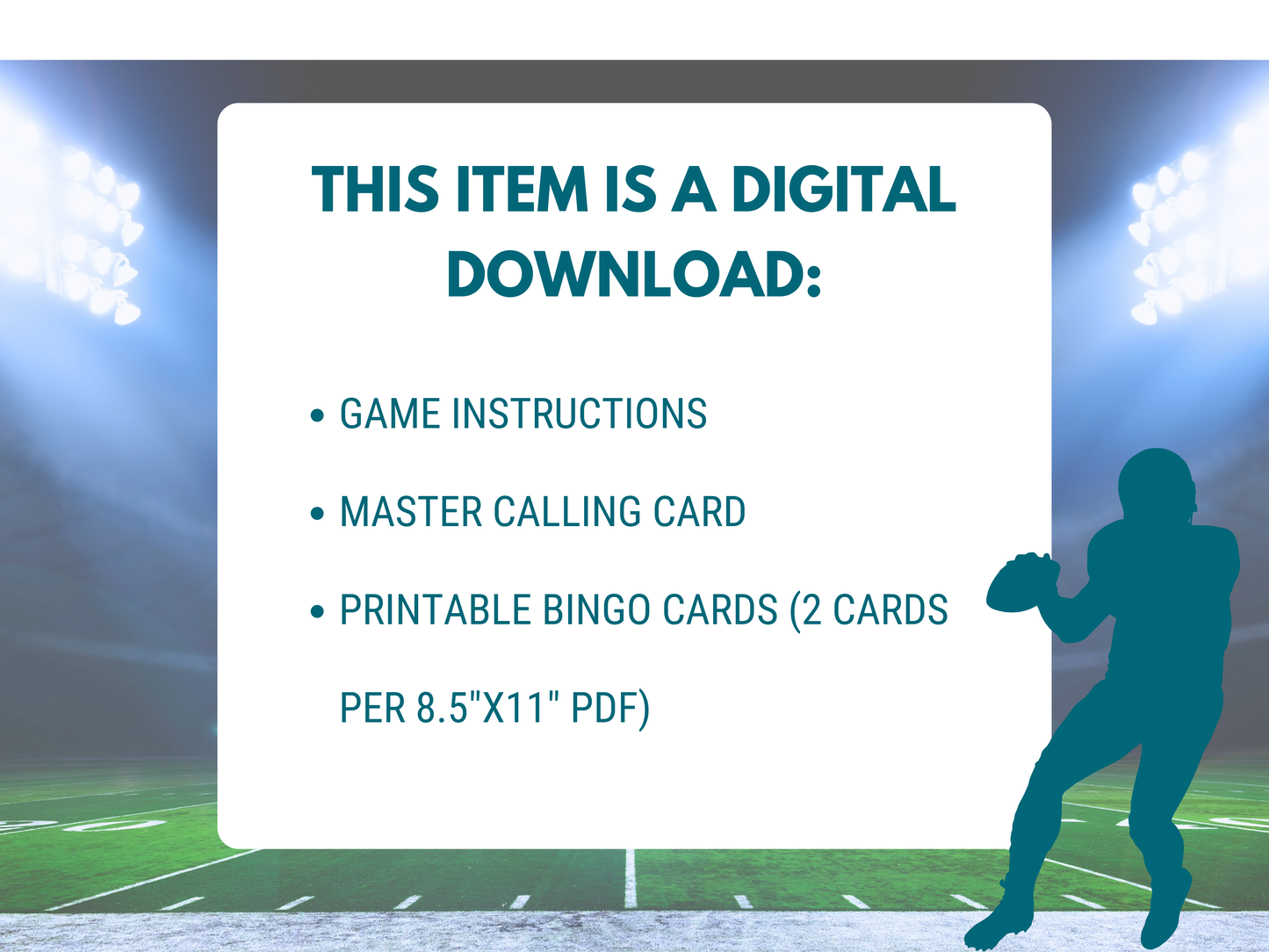 Jacksonville Football Bingo | Game Day Bingo | Football Party Games | 50 Printable Bingo Cards