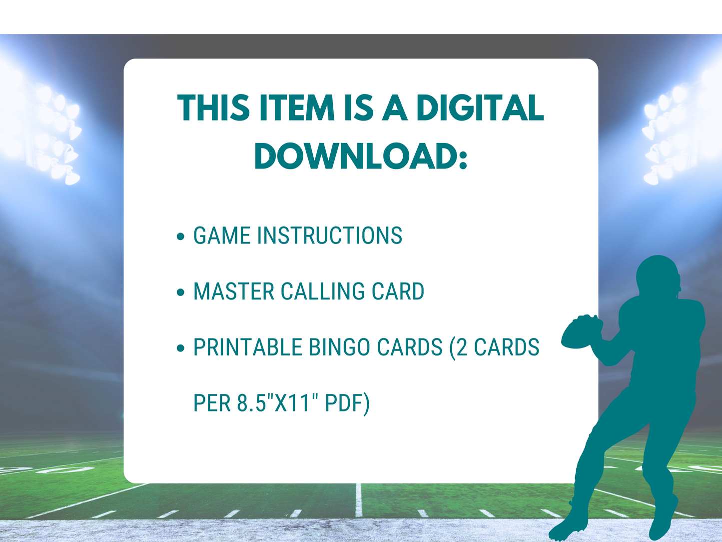 Miami Football Bingo | Game Day Bingo | Football Party Games | 50 Printable Bingo Cards