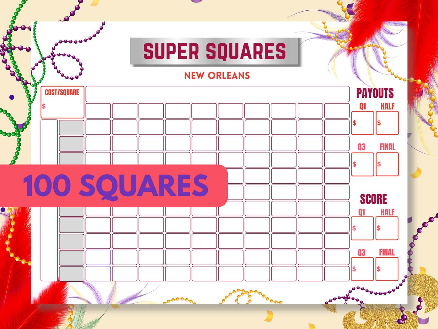 Superbowl Party Games - Bingo, Trivia, Football Pool Squares