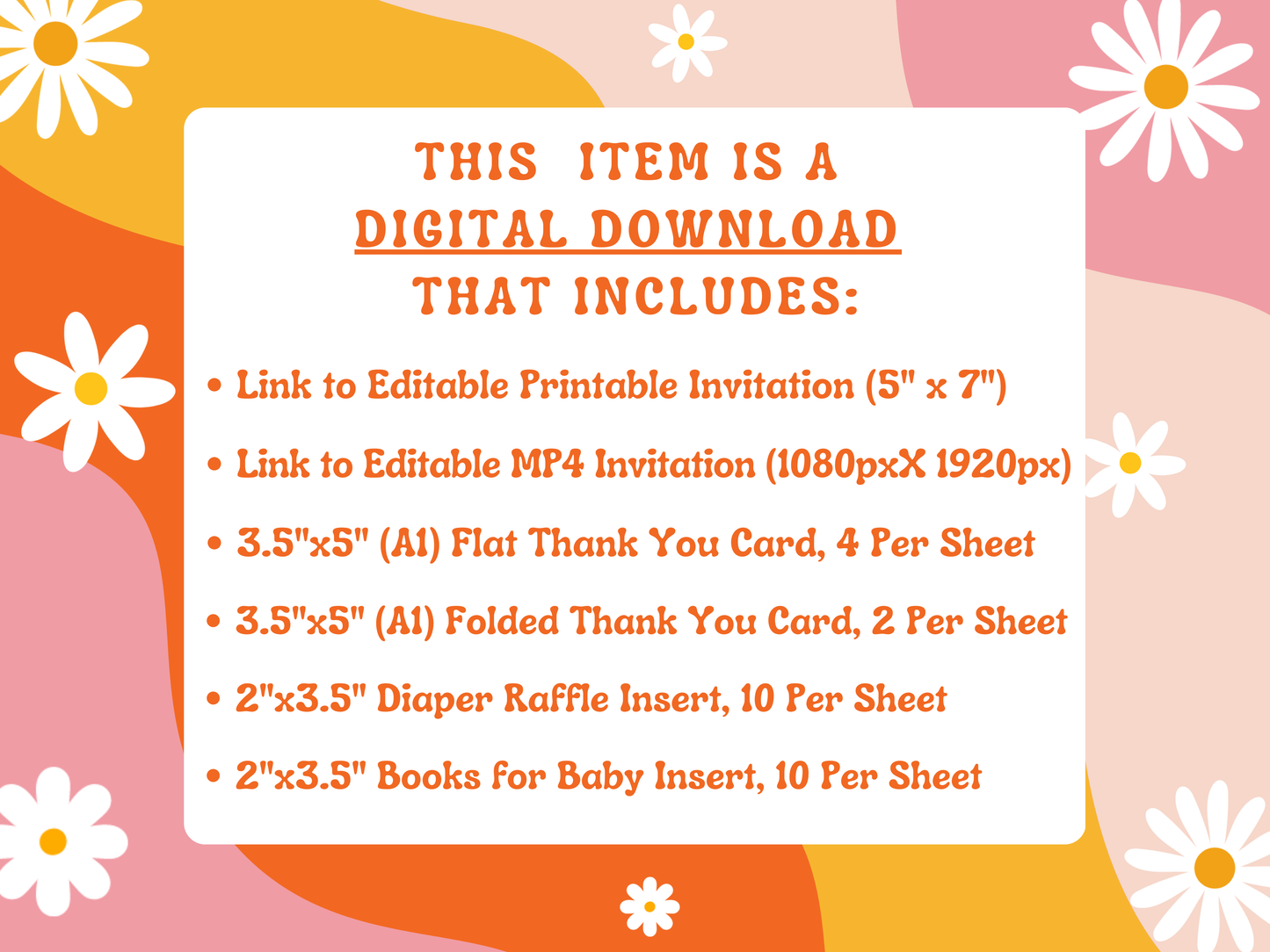 Groovy Baby Shower Printable Invitation Set