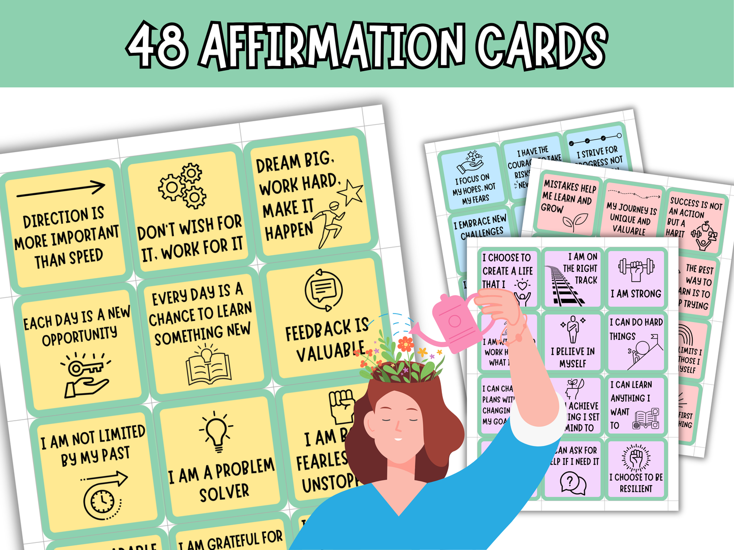 Affirmations Bingo Card Set for Kids