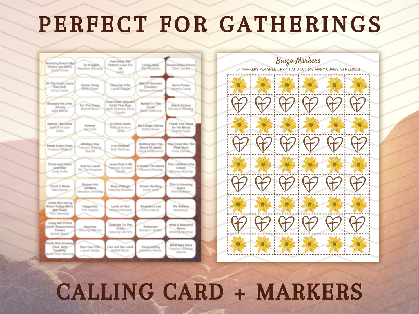Christian worship music bingo