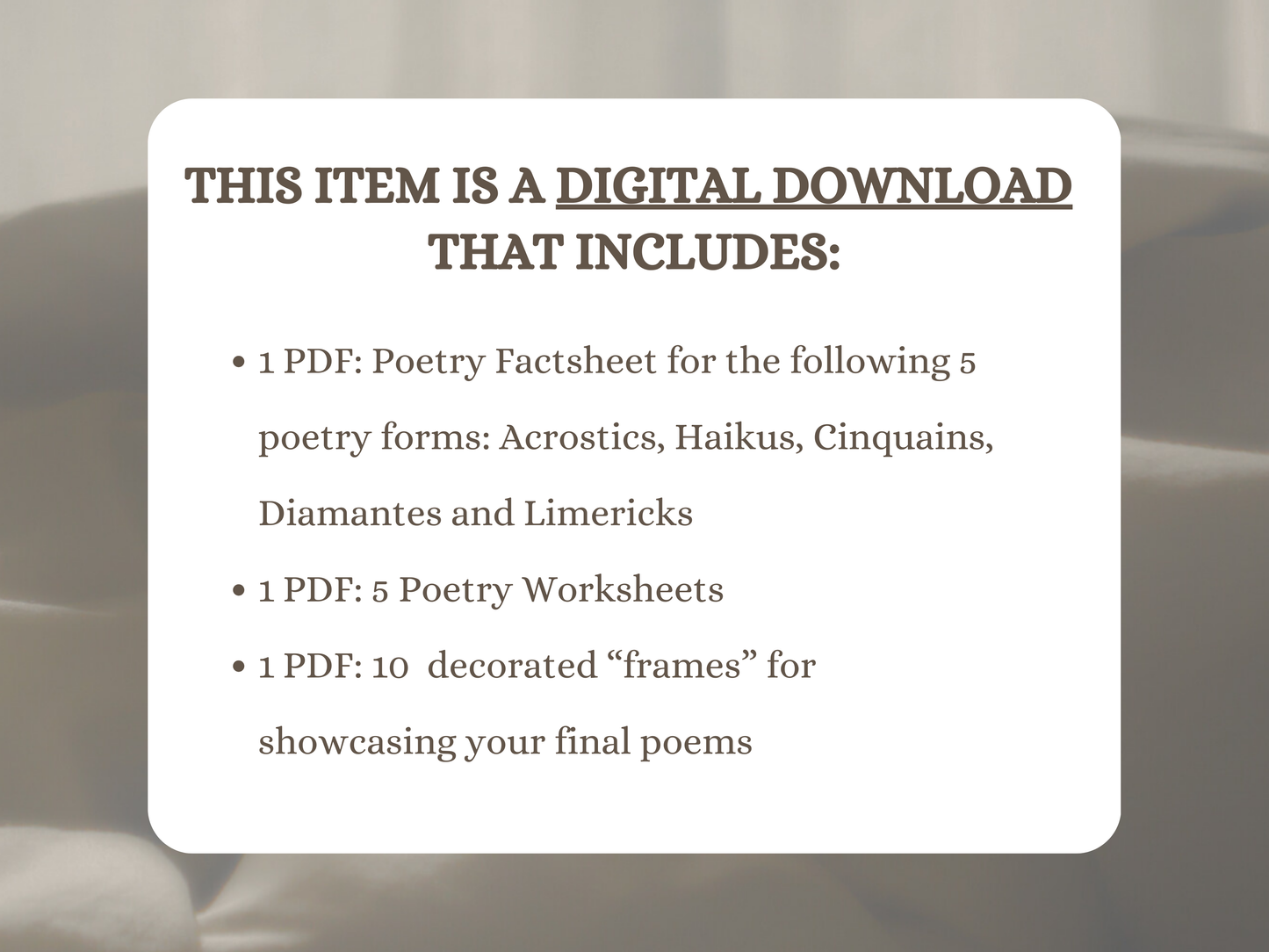 Poetry Worksheets, The Art of Poetry