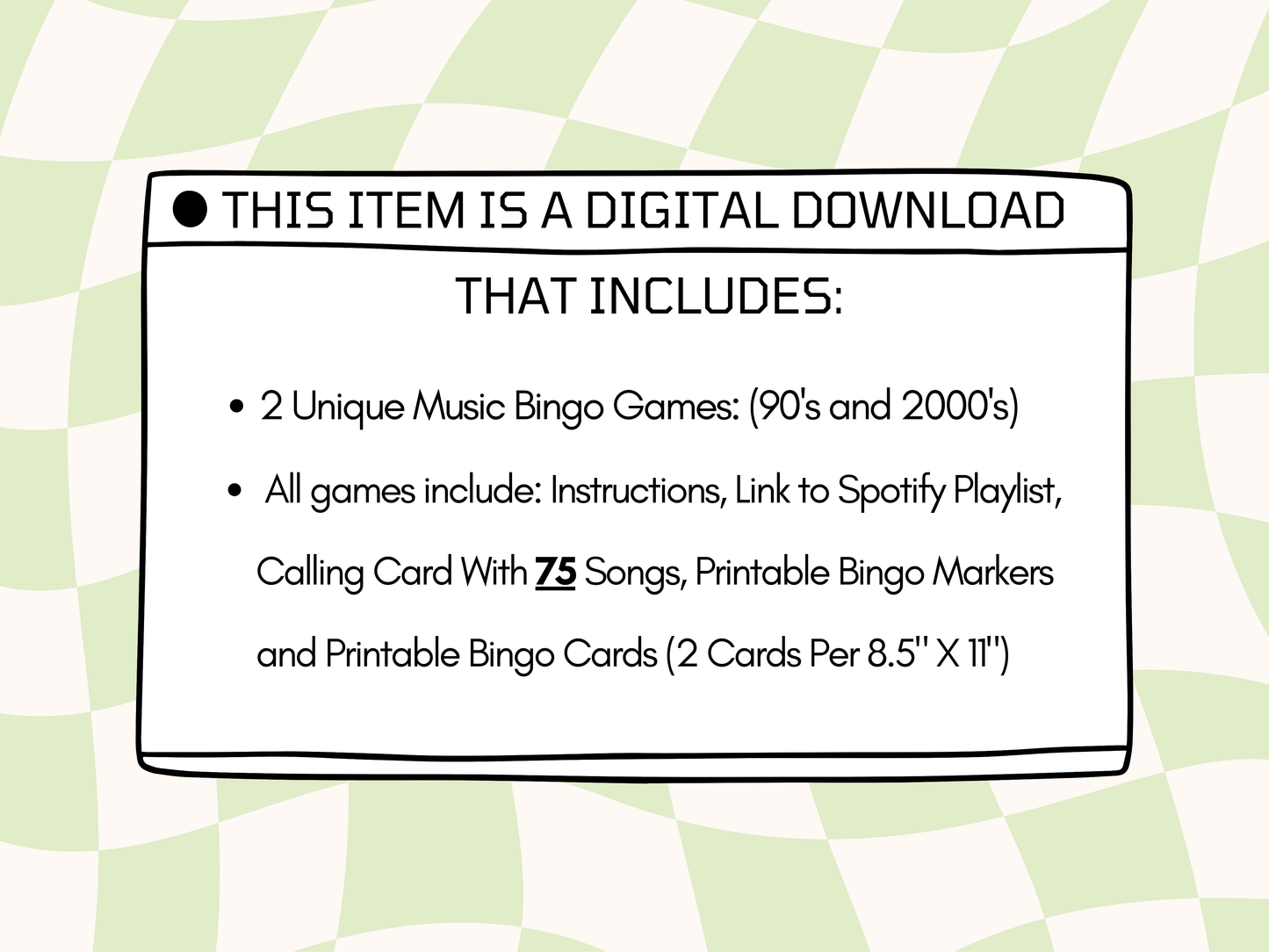 Music Bingo - 2 Pack | 90s and 2000s Music Bingo with Playlist | Printable Games