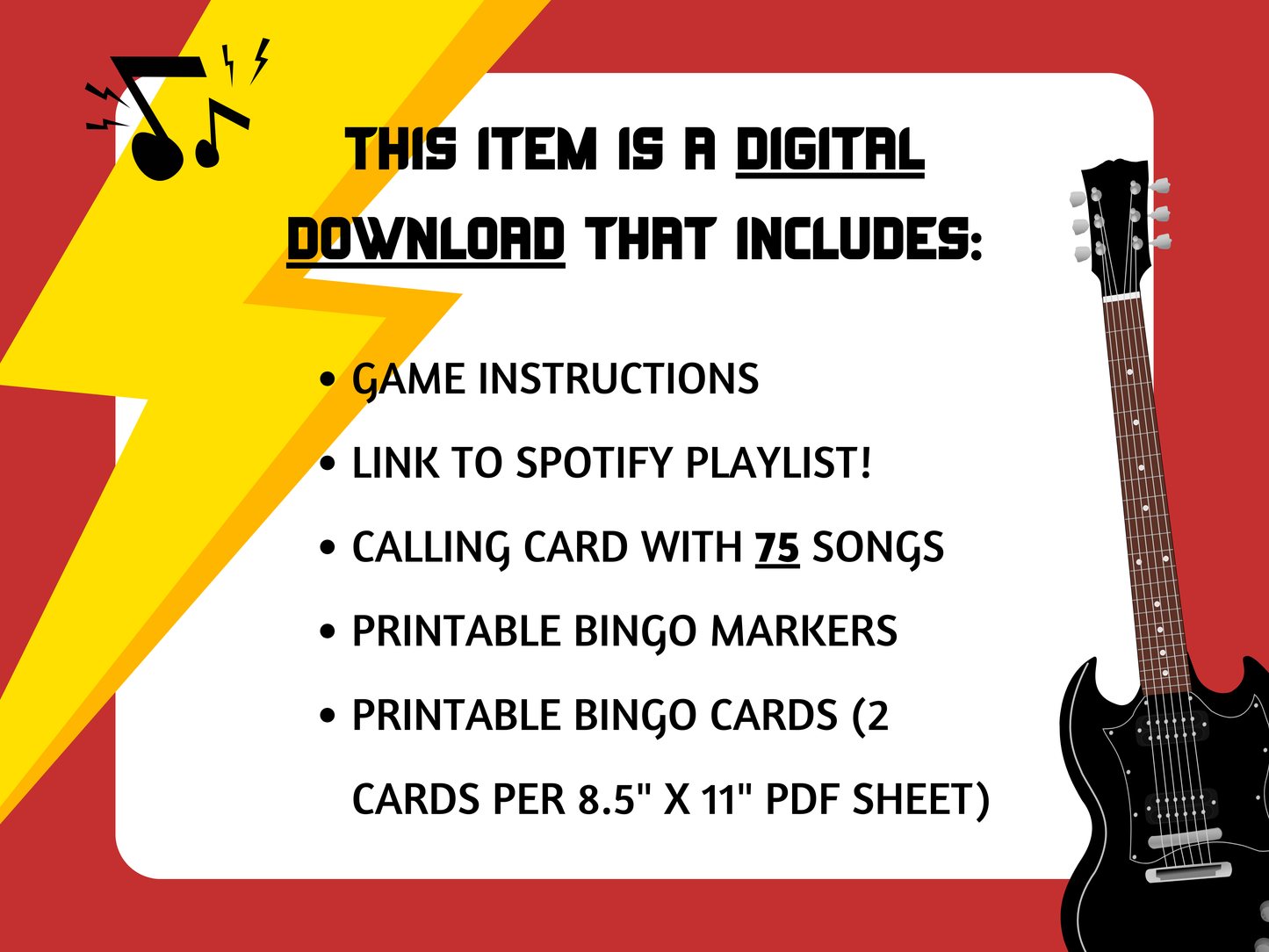 Rock n Roll Music Bingo with Playlist