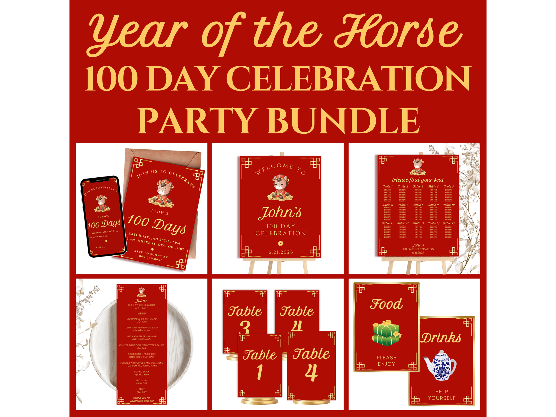 100 day year of the horse party bundle