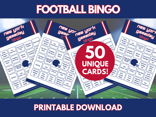 NY Game Day Football Bingo Cards