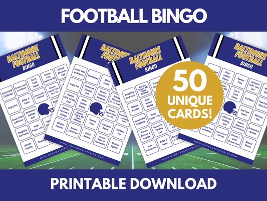 Baltimore Football Game Day Bingo Cards