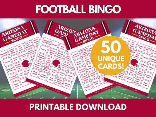Arizona Game Day Football Bingo Cards