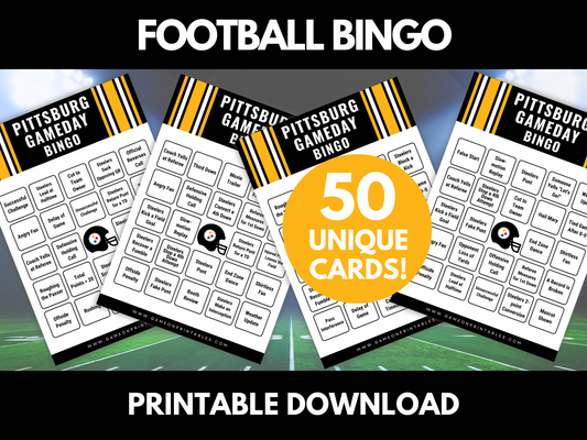 Pittsburg Game Day Football Bingo Cards