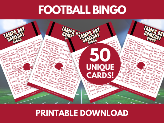 Tampa Bay Game Day Football Bingo Cards