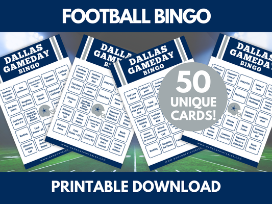 Dallas Game Day Football Bingo Cards