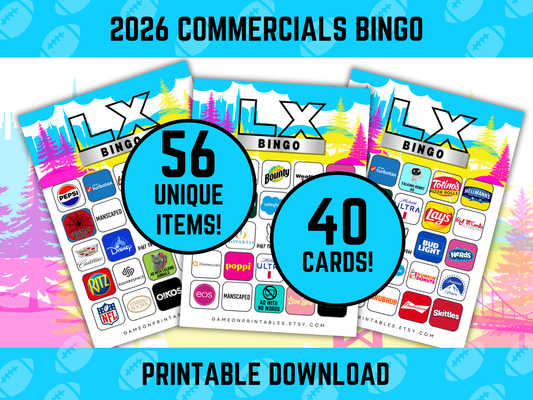 2026 commercials big game football bingo