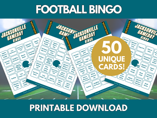 Jacksonville Game Day Football Bingo Cards