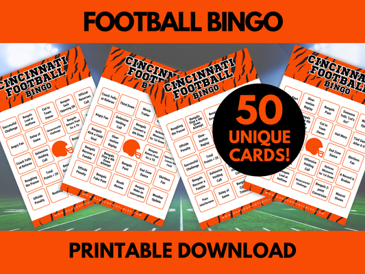 Cincinnati Football Game Day Bingo Cards