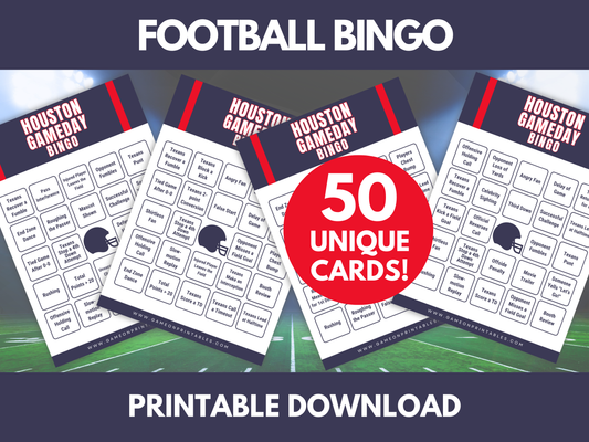 Houston Football Game Day Bingo Game
