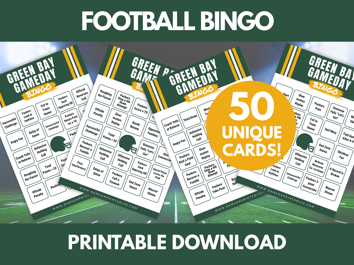 Green Bay Football Gameday Bingo