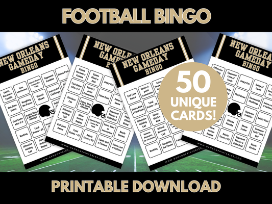 New Orleans Game Day Football Bingo Cards