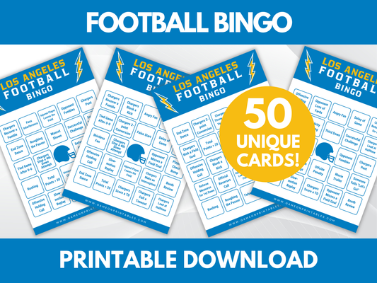 Los Angeles LA Football Game Day Bingo Cards