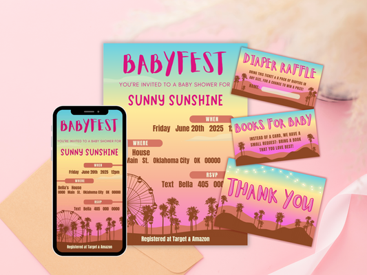 Babyfest baby shower invitation card set