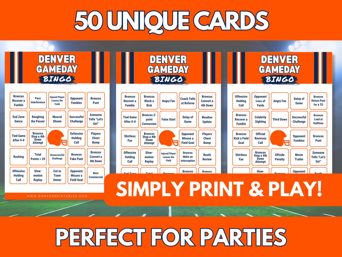 Denver Football Gameday Bingo