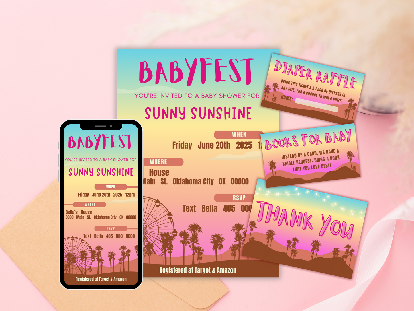 Babyfest baby shower invitation card set