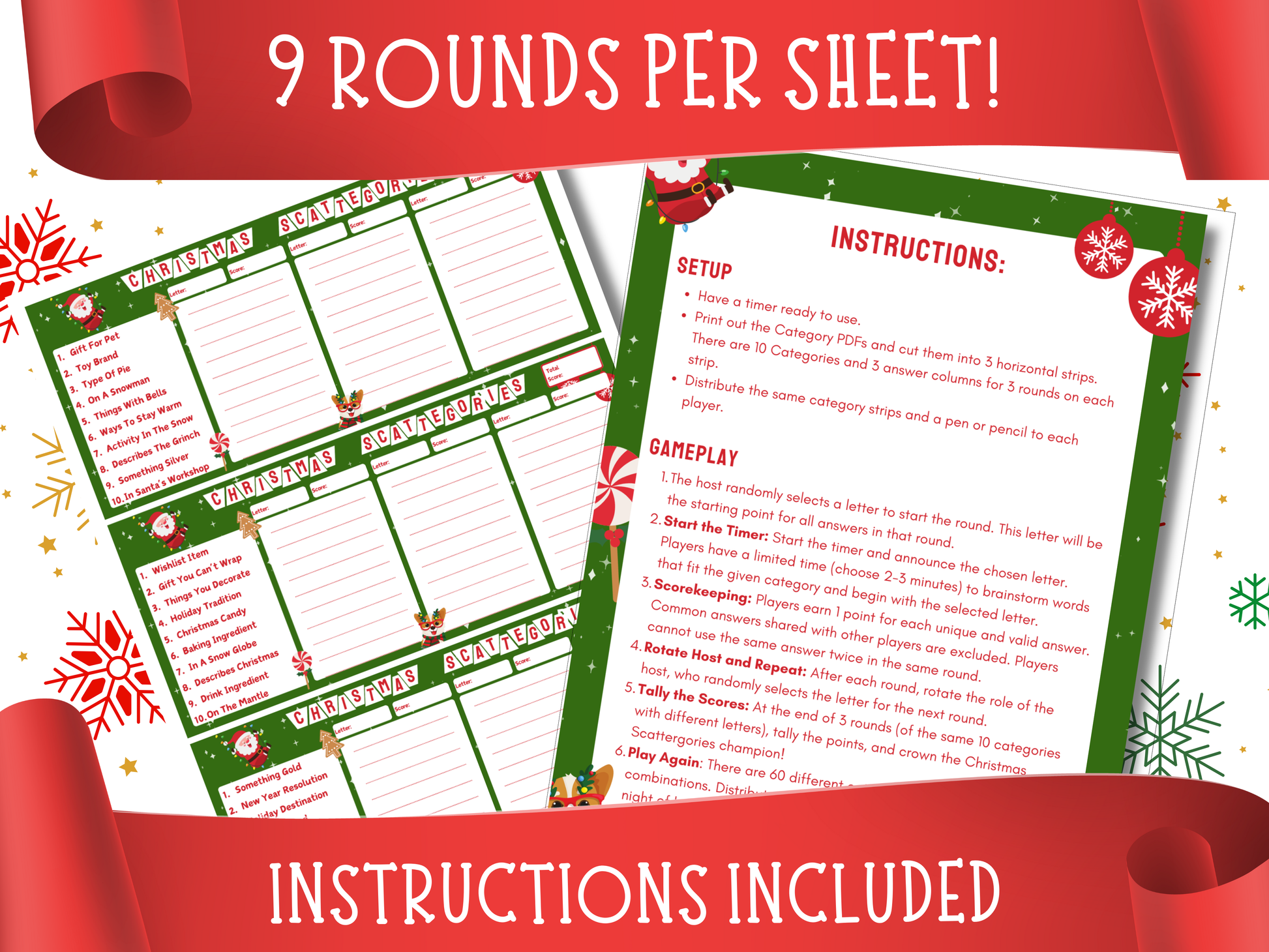 Christmas Scattegories Printable Party Game