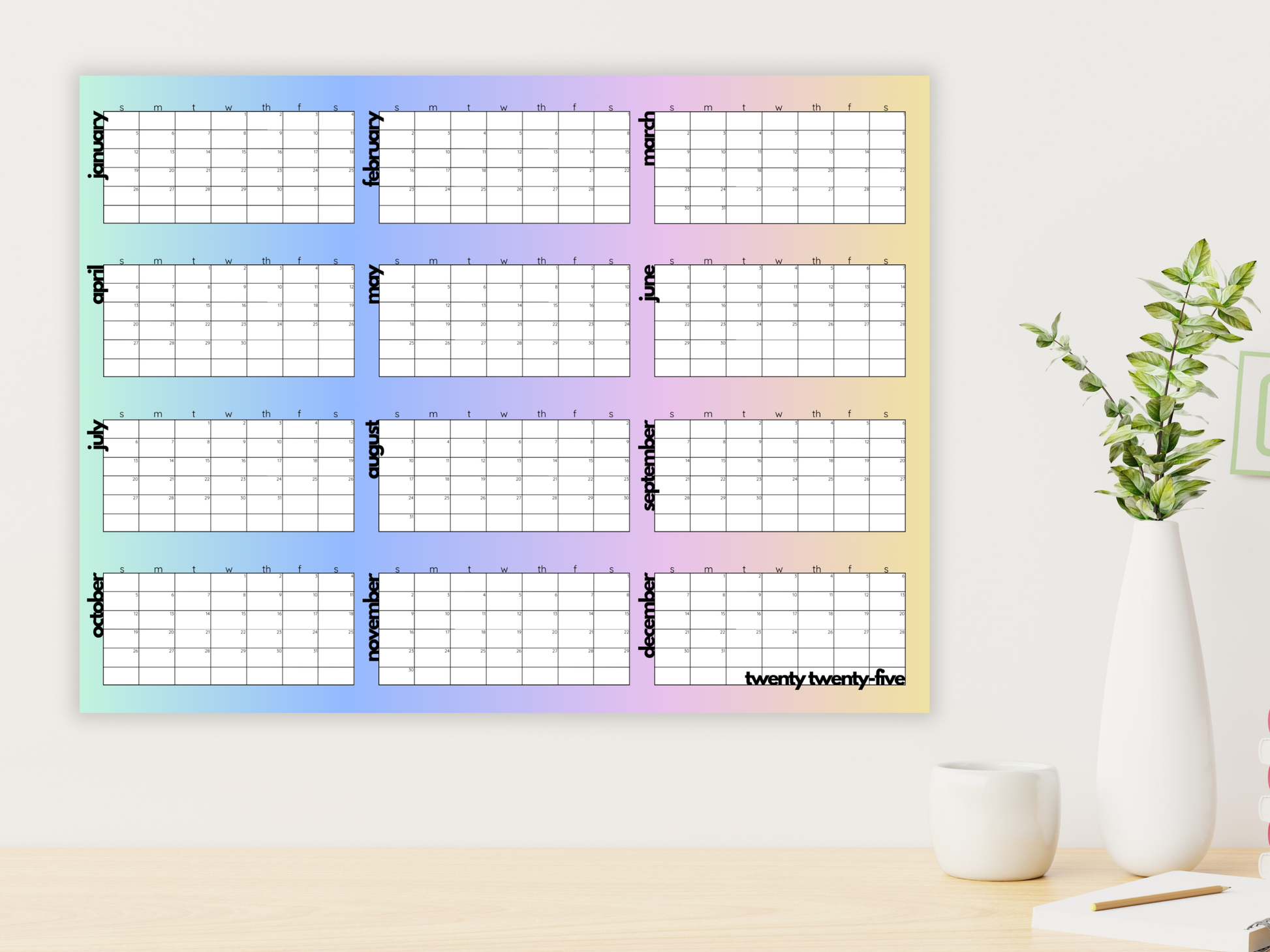 2025 Large Wall Calendar