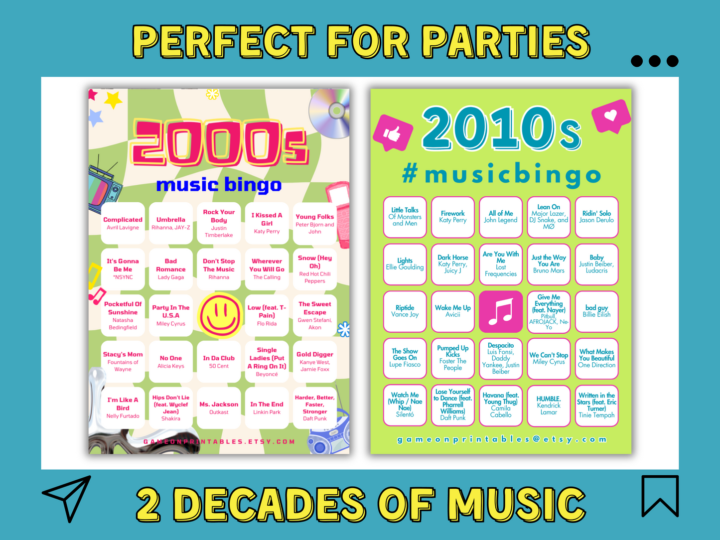 2000s and 2010s Music Bingo with Playlist Bundle
