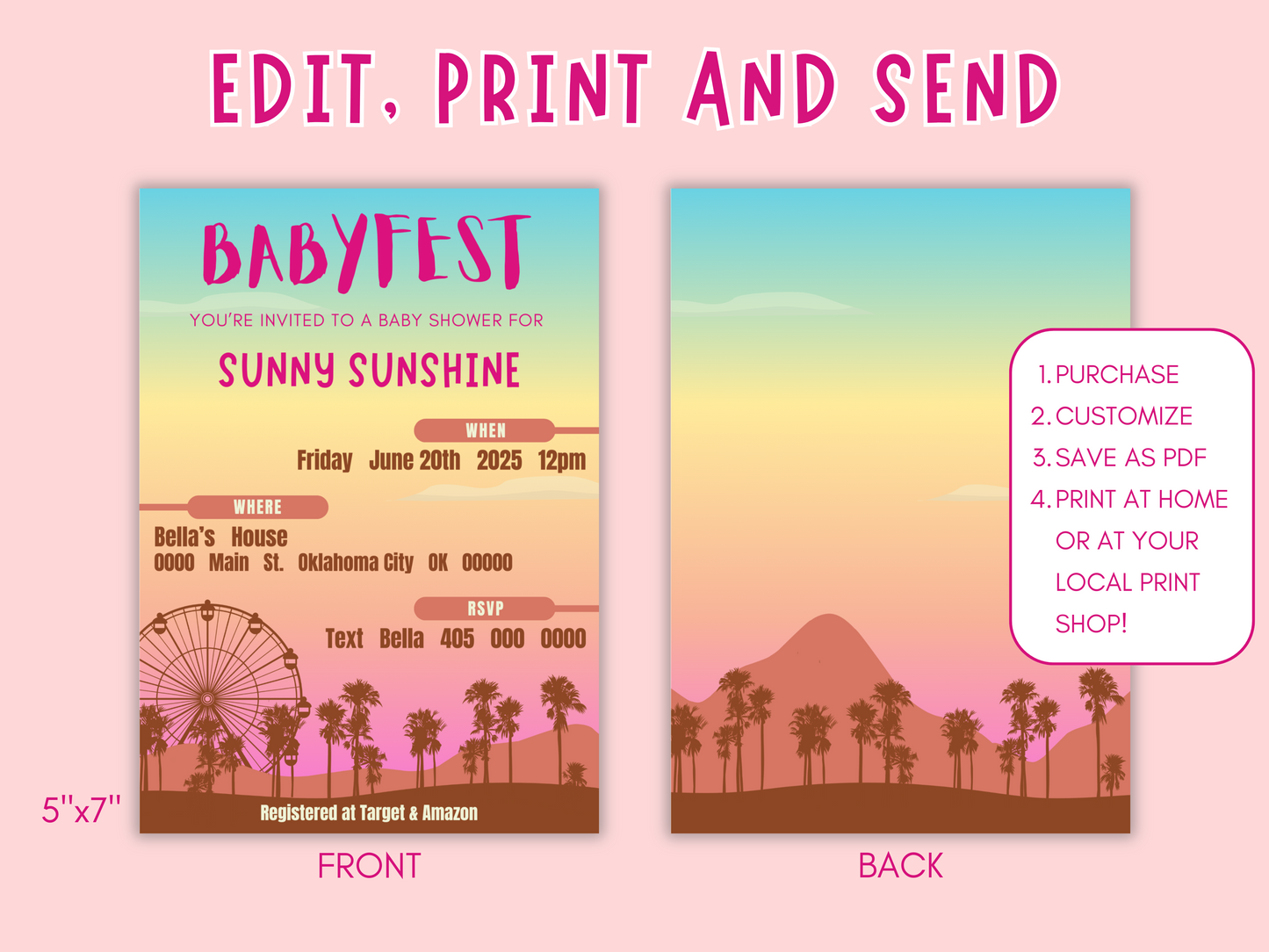 Babyfest baby shower invitation card set