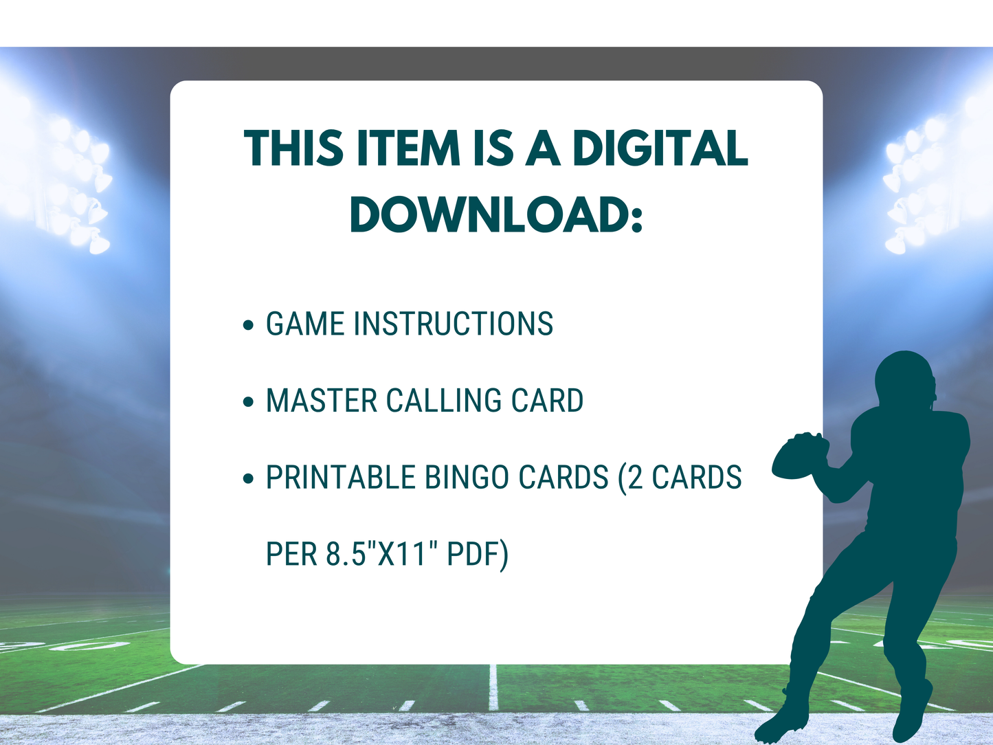 Philadelphia Football Bingo | Game Day Bingo | Football Party Games | 50 Printable Bingo Cards