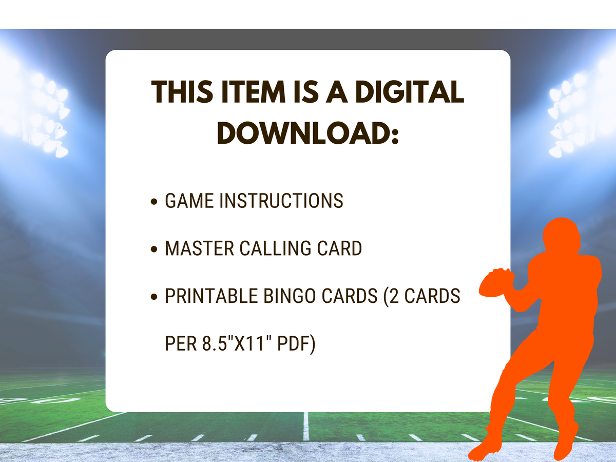 Denver Football Bingo | TX Game Day Bingo | Football Party Games | 50 Printable Bingo Cards