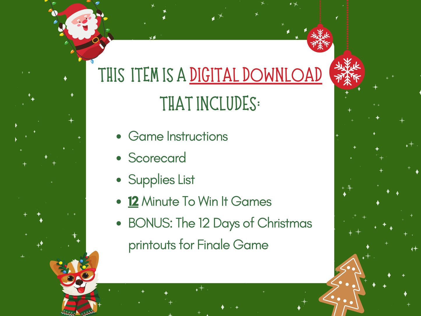Christmas Minute to Win It Games | Christmas Party Games for Kids and Adults | Printable Games