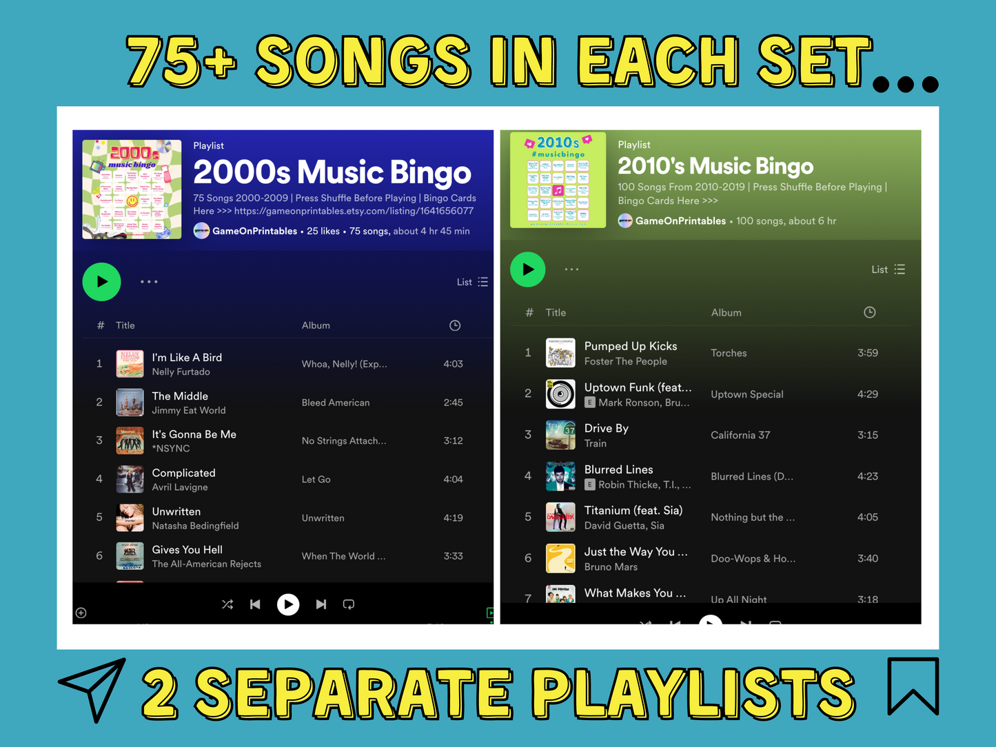 2000s and 2010s Music Bingo with Playlist Bundle