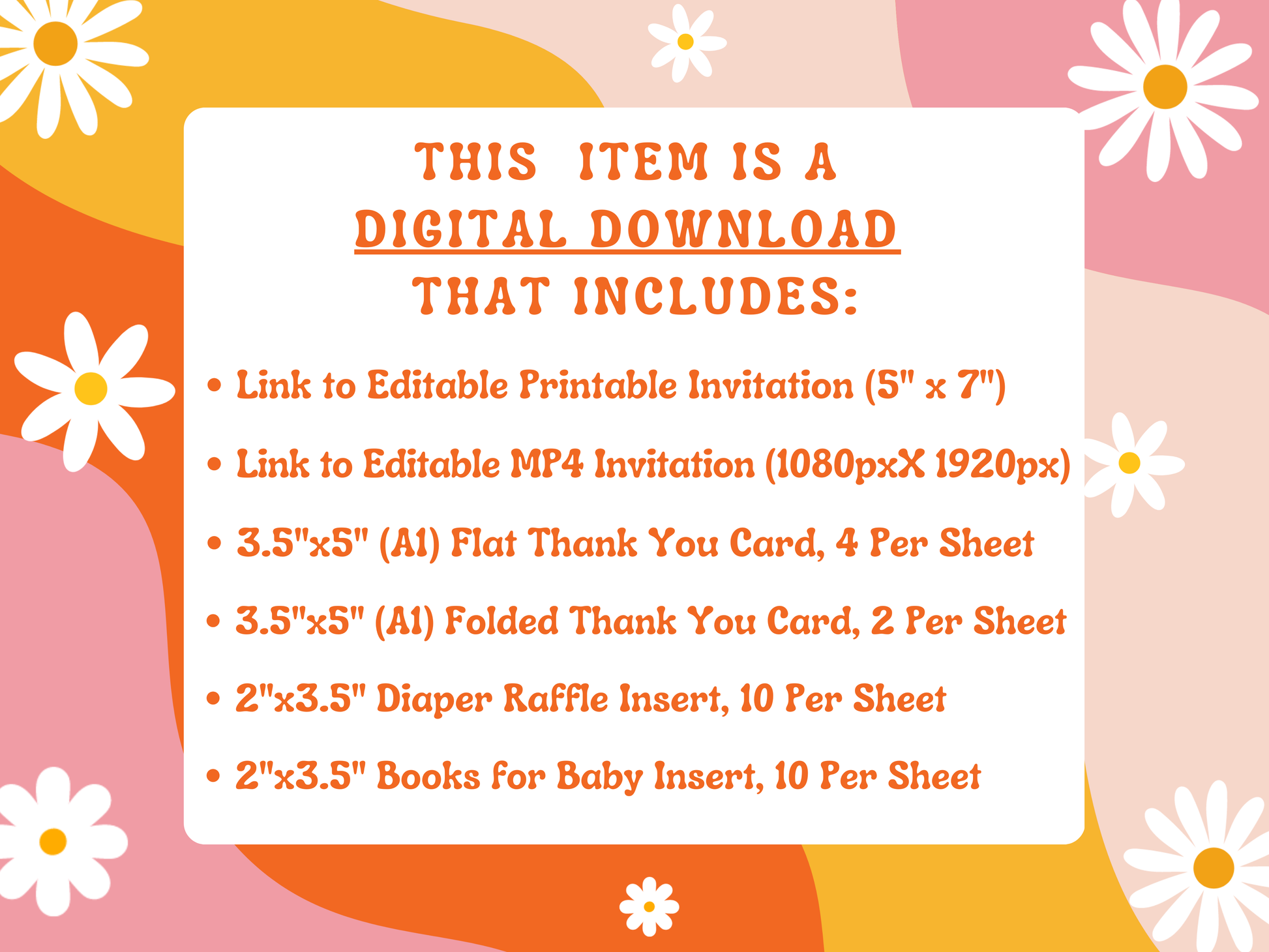 Groovy Baby Shower Printable Invitation Set