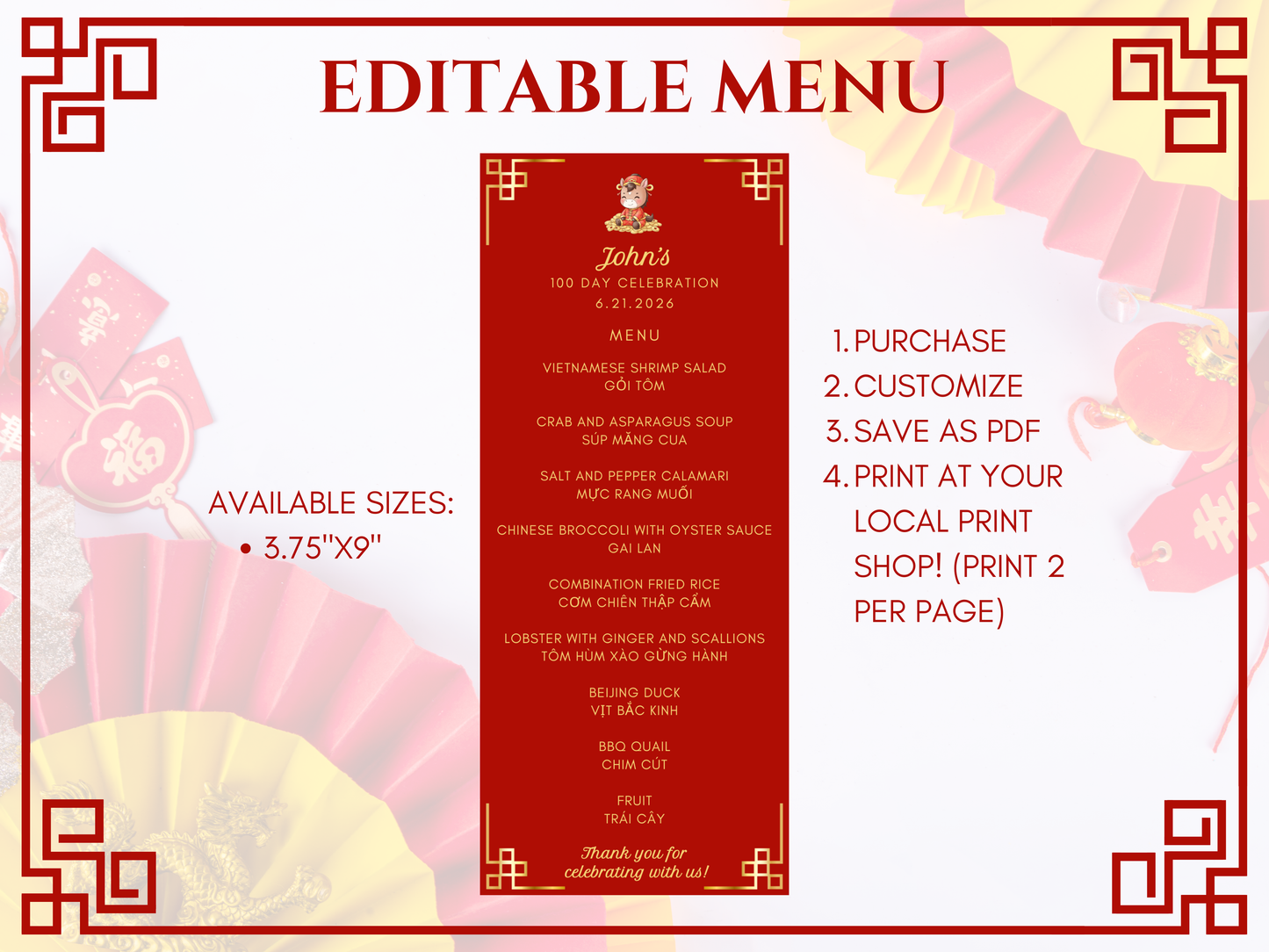 100 Day Celebration Party Bundle | Year of the Horse | Digital | Editable