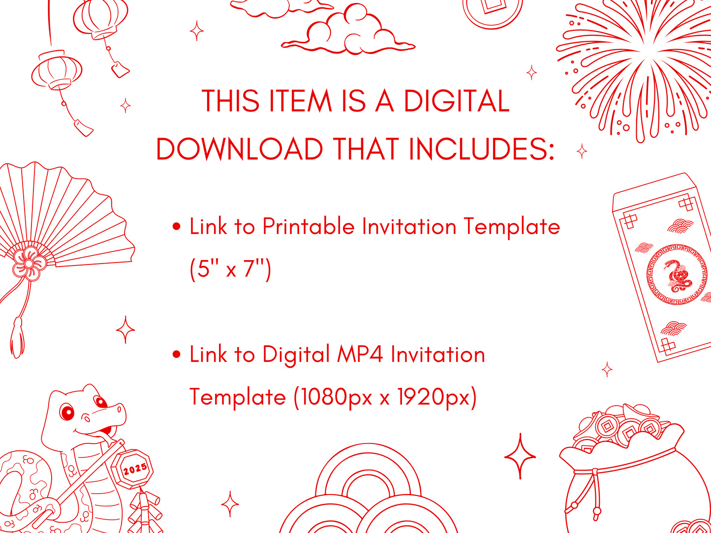 100 Day Celebration, Year of the Snake Invitation | Red Egg and Ginger Party Printable, Digital Invite | Editable