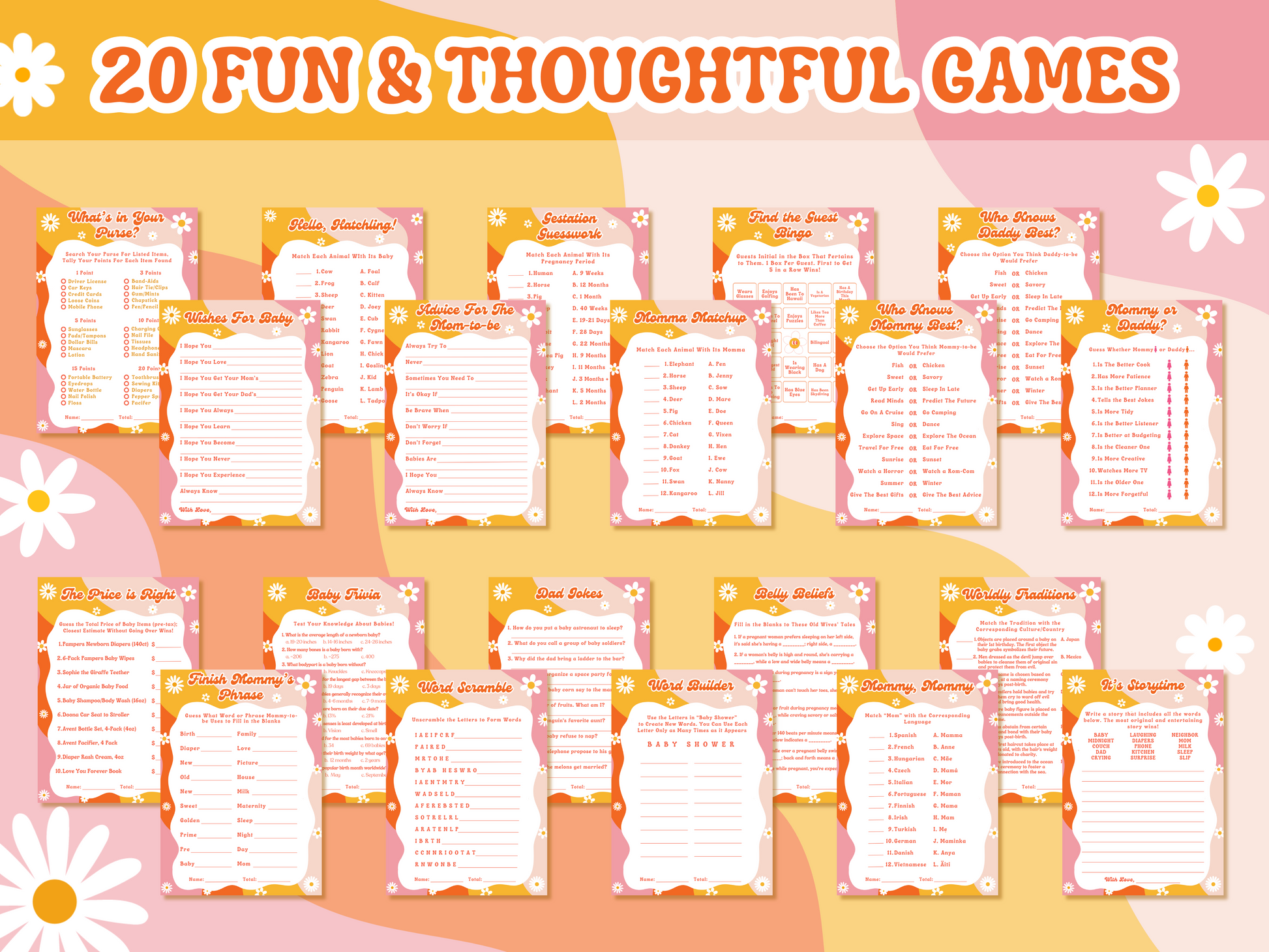 Groovy Baby Shower Printable Party Bundle