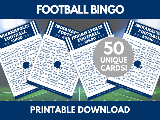 Indianapolis Football Game Day Bingo Cards